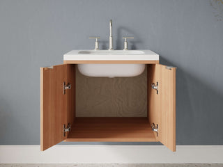 16" - 23" Floating Bathroom Vanity, Handmade in USA, Reeded Wood Inset Unit 2-Door Model