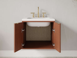 16" - 23" Floating Bathroom Vanity, Handmade in USA, Reeded Wood Inset Unit 2-Door Model