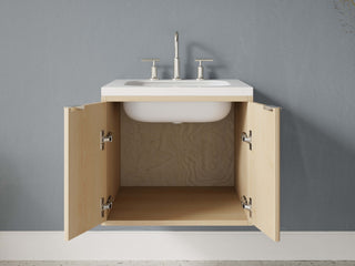 24" - 31" Floating Bathroom Vanity, Handmade in USA, Reeded Wood Inset Unit 2-Door Model