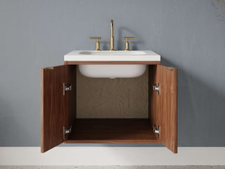 16" - 23" Floating Bathroom Vanity, Handmade in USA, Reeded Wood Inset Unit 2-Door Model