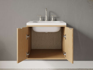 16" - 23" Floating Bathroom Vanity, Handmade in USA, Reeded Wood Inset Unit 2-Door Model