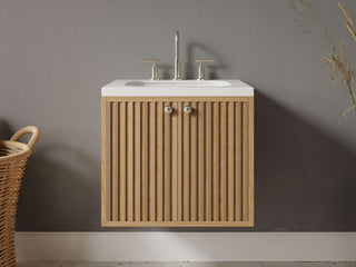 16" - 23" Floating Bathroom Vanity, Handmade in USA, Slatted Wood Inset Unit 2-Door Model