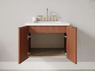 16" - 23" Floating Bathroom Vanity, Handmade in USA, Reeded Wood 2-Door Model