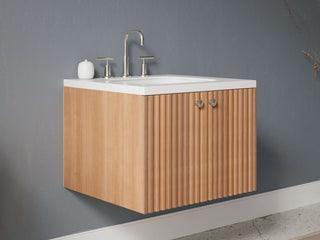 16" - 23" Floating Bathroom Vanity, Handmade in USA, Slatted Wood 2-Door Model