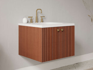 16" - 23" Floating Bathroom Vanity, Handmade in USA, Slatted Wood 2-Door Model