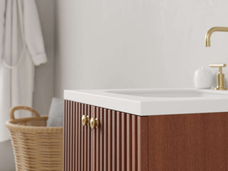 16" - 23" Floating Bathroom Vanity, Handmade in USA, Slatted Wood 2-Door Model