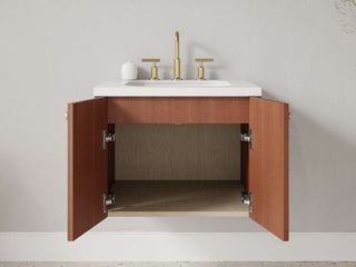 16" - 23" Floating Bathroom Vanity, Handmade in USA, Slatted Wood 2-Door Model