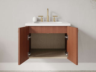 24" - 31" Floating Bathroom Vanity, Handmade in USA, Slatted Wood 2-Door Model