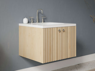 16" - 23" Floating Bathroom Vanity, Handmade in USA, Slatted Wood 2-Door Model