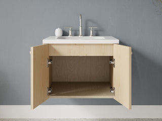 24" - 31" Floating Bathroom Vanity, Handmade in USA, Slatted Wood 2-Door Model