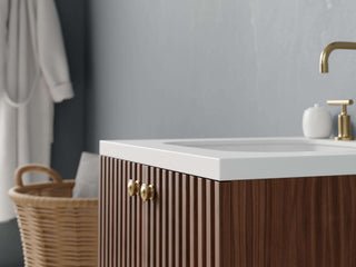 16" - 23" Floating Bathroom Vanity, Handmade in USA, Slatted Wood 2-Door Model