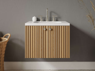 16" - 23" Floating Bathroom Vanity, Handmade in USA, Slatted Wood 2-Door Model