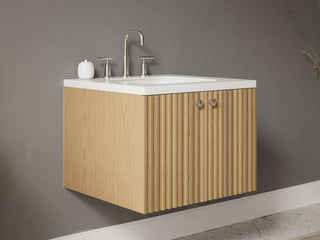 16" - 23" Floating Bathroom Vanity, Handmade in USA, Slatted Wood 2-Door Model