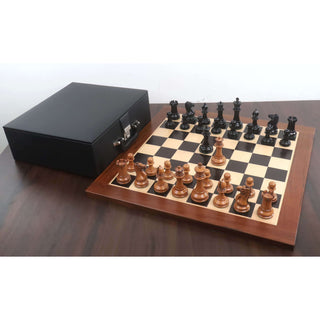 1849 Original Staunton Chess Set- Chess Pieces Only- Lacquered Distress Antiqued Boxwood & Ebony- 4.5" King