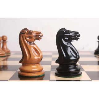 1849 Original Staunton Chess Set- Chess Pieces Only- Lacquered Distress Antiqued Boxwood & Ebony- 4.5" King