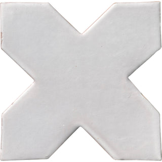 Zellige White Cross Glossy Ceramic Tile 6"x6"