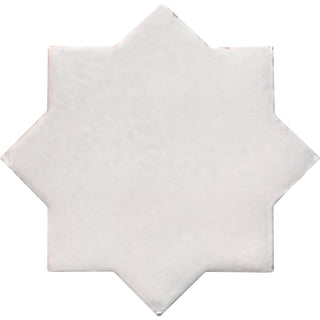 Zellige White Star Glossy Ceramic Tile 6"x6"