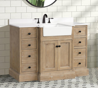 Kelly 48" Bathroom Vanity Weathered Fir - White Engineered Stone Countertop