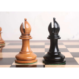 1849 Original Staunton Chess Set- Chess Pieces Only- Lacquered Distress Antiqued Boxwood & Ebony- 4.5" King