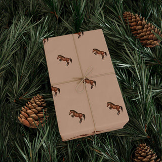 Hand Painted Watercolor Bay Horse Gift Wrap Wrapping Paper