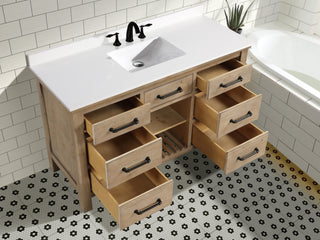 Lauren 55" Bathroom Vanity Weathered Fir - White Engineered Stone Countertop