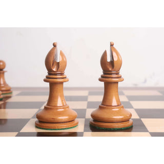 1849 Original Staunton Chess Set- Chess Pieces Only- Lacquered Distress Antiqued Boxwood & Ebony- 4.5" King