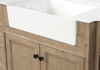 Kelly 60" Bathroom Vanity Weathered Fir - White Engineered Stone Countertop