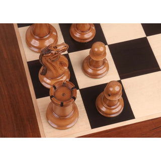 1849 Original Staunton Chess Set- Chess Pieces Only- Lacquered Distress Antiqued Boxwood & Ebony- 4.5" King