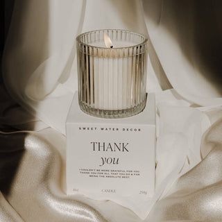 Thank You Soy Candle - Ribbed Glass Jar with Box - 12 oz