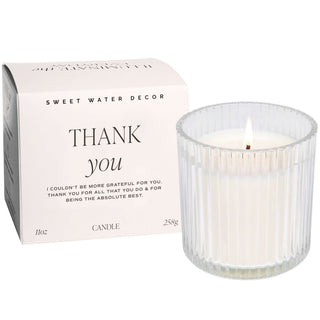 Thank You Soy Candle - Ribbed Glass Jar with Box - 12 oz