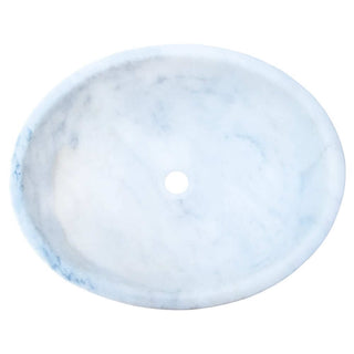 Carrara White Marble Natural Stone Oval Vessel Above Vanity Bathroom Sink