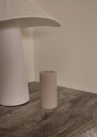 Ribbed Pillar Candle Parchment