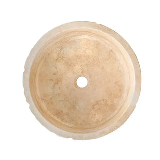 Denizli Beige Travertine Rustic Stone Round Above Vanity Bathroom Sink (D)16" (H)6"