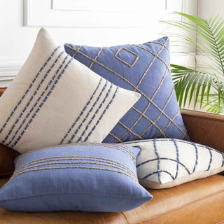 Listie Beige Navy Striped Accent Pillow