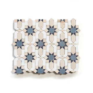 Snow, Dark Grey, Ash Grey & Clay - Moroccan Zellige Flower Mosaic by Tilesofezra