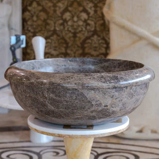 Emperador Brown Natural Stone Marble Drop-in or Above Vanity Bathroom Vessel Sink