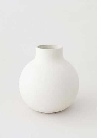 Creamy White Round Ceramic Vase - 8"