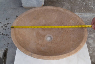 Karina Walnut Travertine Natural Stone Oval Shape Above Vanity Bathroom Vessel Sink