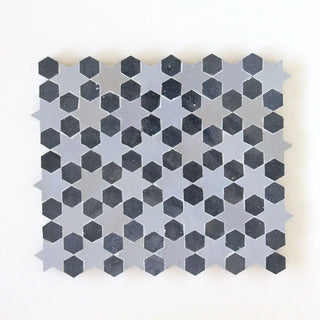 Powder & Dark Grey - Moroccan Zellige Star Mosaic by Tilesofezra