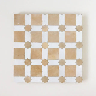 Clay & Snow - Star & Checkerboard Mosaic 12"x12" by Tilesofezra