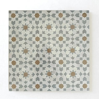 Snow, Latte & Duck Egg Blue - Moroccan Zellige Flower Mosaic by Tilesofezra