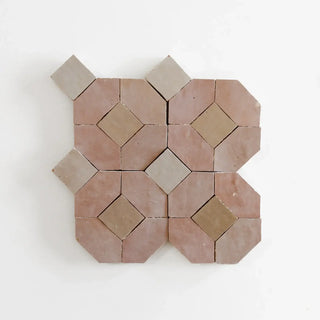 Moroccan Pink, Latte, Dust & Oat - Moroccan Zellige Mosaic by Tilesofezra