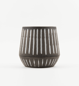 Hand-Painted Debossed Planter and Saucer, Set of 2