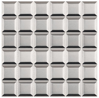 Brushed Stainless Steel 2x2" Beveled Mosaic