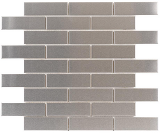 brushed stainless steel 1x4" brickset mosaic