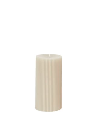 Ribbed Pillar Candle Parchment