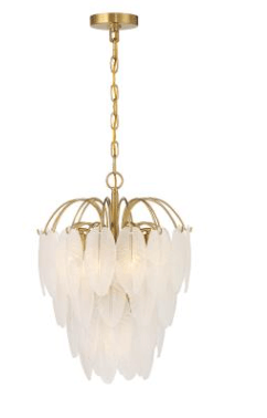 Elegant Chandelier with frosted glass leaf pattern