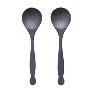 10"L Mango Wood Salad Servers, Black, Set of 2