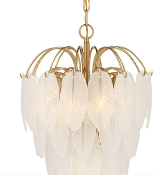 Elegant Chandelier with frosted glass leaf pattern