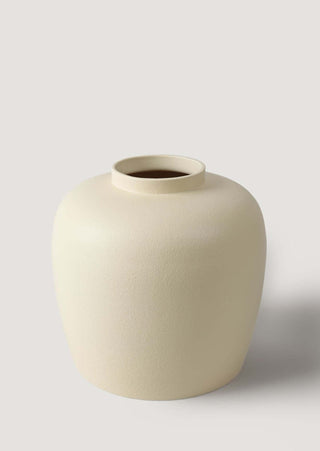 Large Afloral Glazed Stoneware Vase in Vanilla - 10.5"